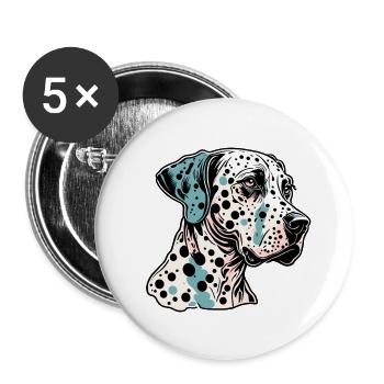 Dalmatien / Chien / Animal / Animal de compagnie / Aboiement - Lot de 5 grands badges (56 mm) - blanc - Devant