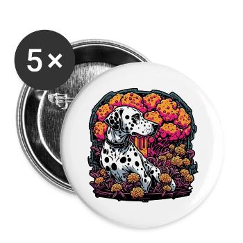 Dalmatien / Chien / Animal / Animal de compagnie / Aboiement - Lot de 5 grands badges (56 mm) - blanc - Devant