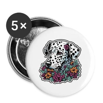 Dalmatiner / Hund / Tier / Haustier / bellen - Buttons groß 56 mm (5er Pack) - Weiß - Vorne