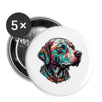 Dalmatien / Chien / Animal / Animal de compagnie / Aboiement - Lot de 5 grands badges (56 mm) - blanc - Devant