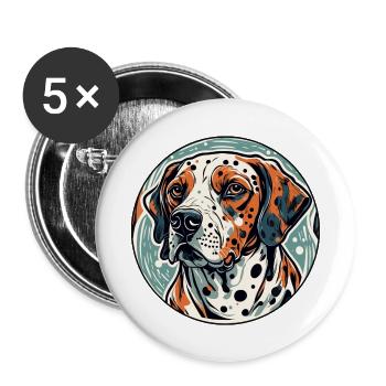 Dalmatien / Chien / Animal / Animal de compagnie / Aboiement - Lot de 5 grands badges (56 mm) - blanc - Devant