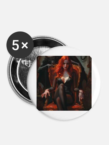 Devil - Buttons groß 56 mm (5er Pack) - Weiß