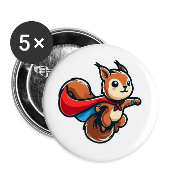 Squirrel: The Nutty Defender - Buttons large 2.2''/56 mm (5-pack) - white - Front