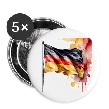 Deutschland Flagge - Buttons groß 56 mm (5er Pack) - Weiß - Vorne
