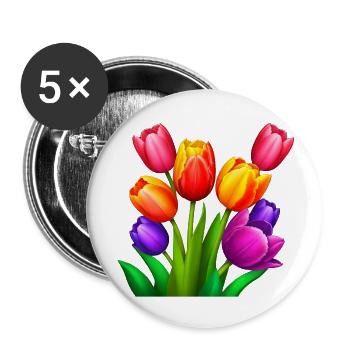 MADFOXX - Wonderful Colorful Tulips - Buttons groß 56 mm (5er Pack) - Weiß - Vorne