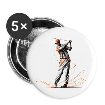 golf, Golfspieler, Golf tee - Buttons groß 56 mm (5er Pack) - Weiß - Vorne