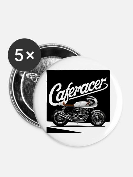 Caferacer schwarz-weiss - Buttons groß 56 mm (5er Pack) - Weiß