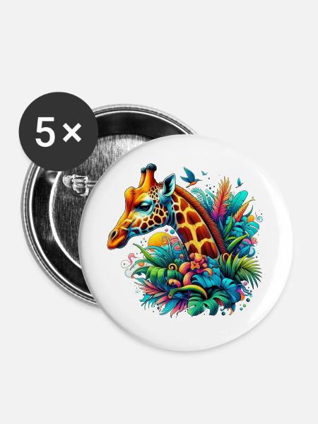 Giraffe - Buttons groß 56 mm (5er Pack) - Weiß