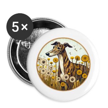 Brindle Greyhound - Buttons large 2.2''/56 mm (5-pack) - white - Front