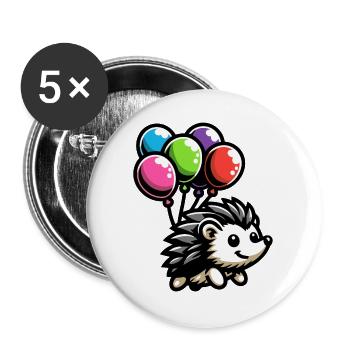 Hedgehog Harmony: Der Ballon-Kumpel - Buttons groß 56 mm (5er Pack) - Weiß - Vorne