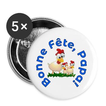FAMILLE BONNE Fête des Pères POULETS - Lot de 5 grands badges (56 mm) - blanc - Devant