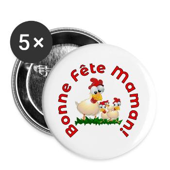 Bonne Fête des Mères Poules - Lot de 5 grands badges (56 mm) - blanc - Devant