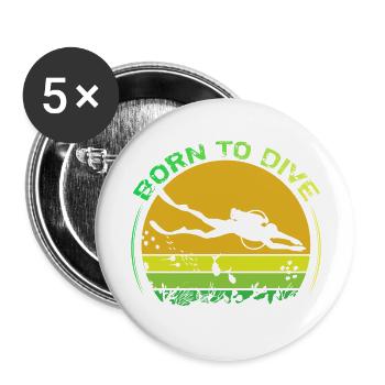 Born to Dive - Lot de 5 grands badges (56 mm) - blanc - Devant
