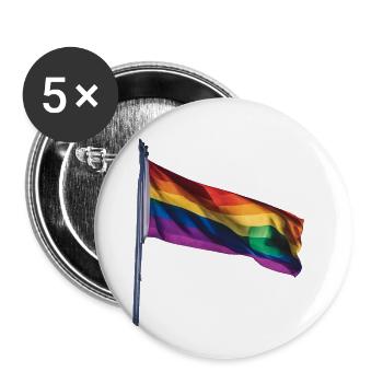 LGBTQ Flagge - Buttons groß 56 mm (5er Pack) - Weiß - Vorne