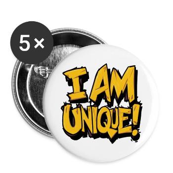 Ich bin einzigartig denke positiv selbstbewusst - Buttons groß 56 mm (5er Pack) - Weiß - Vorne