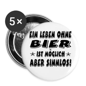 Bier - Buttons groß 56 mm (5er Pack) - Weiß - Vorne