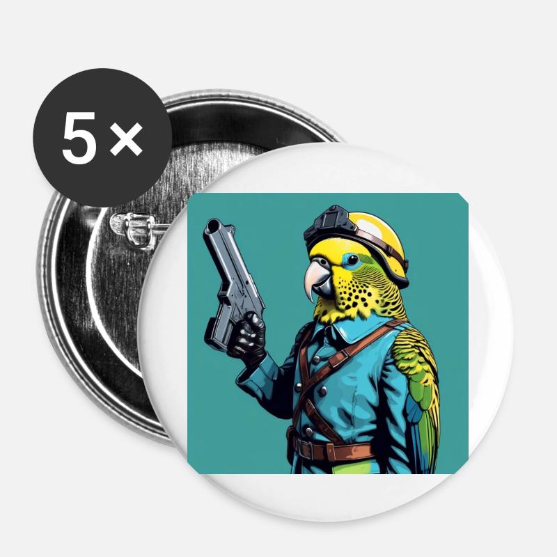Agent Budgie - Buttons large 2.2''/56 mm (5-pack) - white