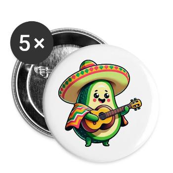 Cinco de Mayo Avocado Mariachi Guitarist - Buttons large 2.2''/56 mm (5-pack) - white - Front