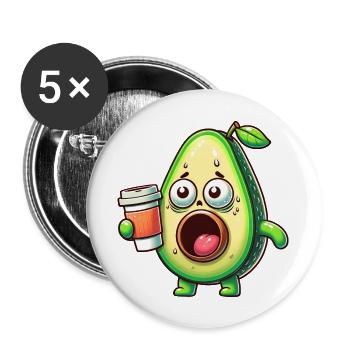 Avocado with Coffee Caffeine Shock - Buttons large 2.2''/56 mm (5-pack) - white - Front