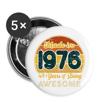 Born In 1976 - Vintage 1976 Retro Birthday - Buttons large 2.2''/56 mm (5-pack) - white - Front
