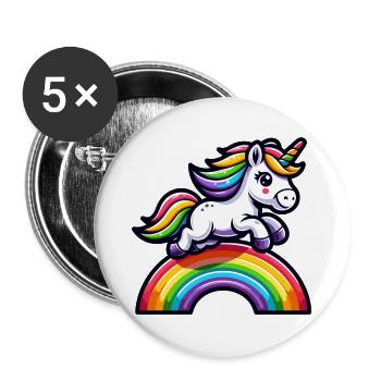 Licorne arc-en-ciel radieuse : la jument magique - Lot de 5 grands badges (56 mm) - blanc - Devant