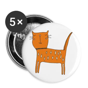 katze orange - Buttons groß 56 mm (5er Pack) - Weiß - Vorne