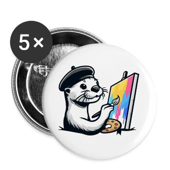 Artistic Otter - Painter's Joy - Buttons large 2.2''/56 mm (5-pack) - white - Front