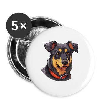 Beauceron Hunderasse Aquarell Karikatur Kawaii Colo - Buttons groß 56 mm (5er Pack) - Weiß - Vorne