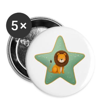 Cute Baby Lion on Star Jungle Child - Buttons large 2.2''/56 mm (5-pack) - white - Front