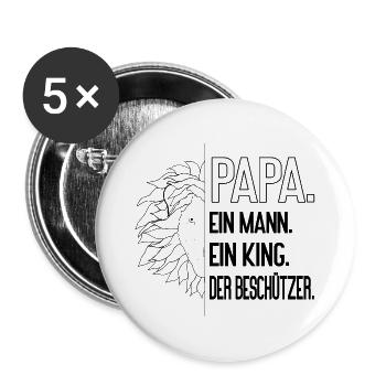 Papa Leo - Un père fort comme un lion, un homme, un roi - Lot de 5 grands badges (56 mm) - blanc - Devant