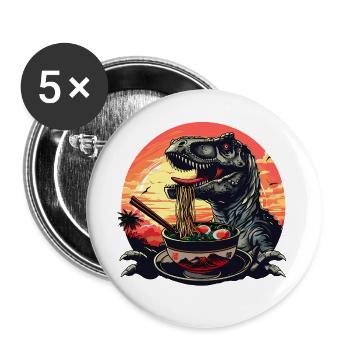 Drôle de dinosaure Ramen Nouilles Japon Dino Vintage - Lot de 5 grands badges (56 mm) - blanc - Devant