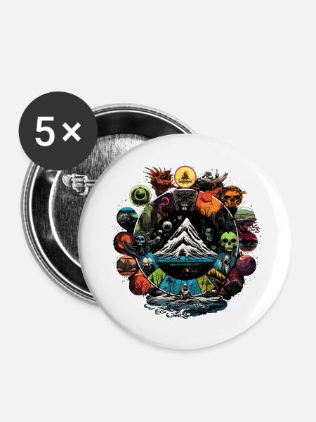 Entdecken Sie das Fantastische - Buttons groß 56 mm (5er Pack) - Weiß