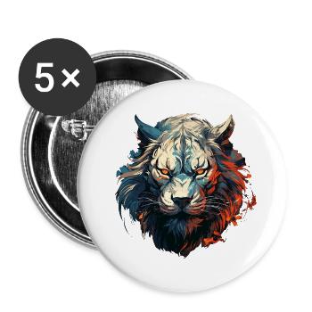 La mode avec un cœur de lion - Lot de 5 grands badges (56 mm) - blanc - Devant