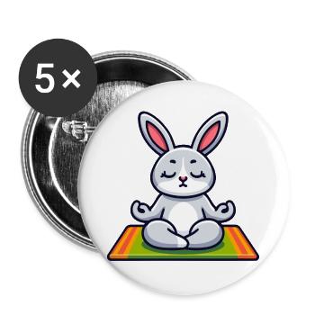 Zen-Hase: Der meditative Munchkin - Buttons groß 56 mm (5er Pack) - Weiß - Vorne