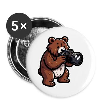 Shutterbear: The Wilderness Photographer - Buttons large 2.2''/56 mm (5-pack) - white - Front