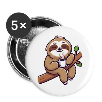 Sloth Sipper: The Leisurely Lounger - Buttons large 2.2''/56 mm (5-pack) - white - Front