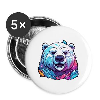 Ours polaire / Animal / Norpol / hiver / enfantin / mignon - Lot de 5 grands badges (56 mm) - blanc - Devant