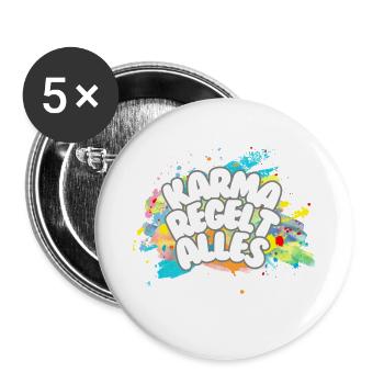 Karma regelt Alles - Buttons groß 56 mm (5er Pack) - Weiß - Vorne