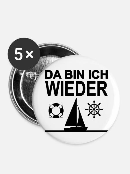 Segeln - Buttons groß 56 mm (5er Pack) - Weiß