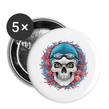 Tauchen Sie ein ins Unbekannte! - Buttons groß 56 mm (5er Pack) - Weiß - Vorne