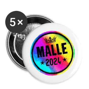 Malle 2024 Bunt Kreis - Buttons groß 56 mm (5er Pack) - Weiß - Vorne