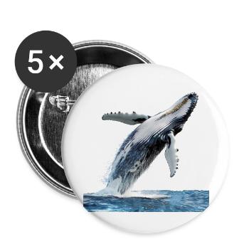Ein majestätisches Schauspiel eines Buckelwales - Buttons groß 56 mm (5er Pack) - Weiß - Vorne