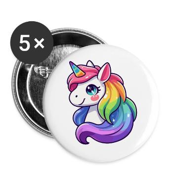 Radiant Rainbow Unicorn: Die mythische Stute - Buttons groß 56 mm (5er Pack) - Weiß - Vorne