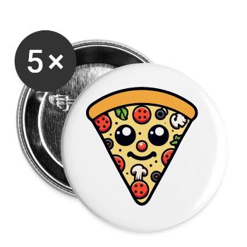 Pepperoni plein d’entrain : la tranche heureuse - Lot de 5 grands badges (56 mm) - blanc - Devant