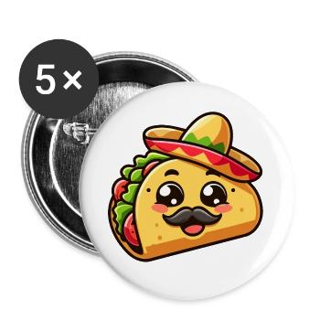 Fiesta Taco : le savoureux Senor - Lot de 5 grands badges (56 mm) - blanc - Devant