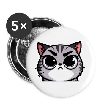 Tabby-Eigenschaften: Die ausdrucksstarke Katze - Buttons groß 56 mm (5er Pack) - Weiß - Vorne