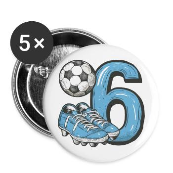 Football 6 ans - Lot de 5 grands badges (56 mm) - blanc - Devant