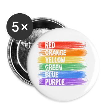 Rainbow Colors Stripe Art - Buttons large 2.2''/56 mm (5-pack) - white - Front