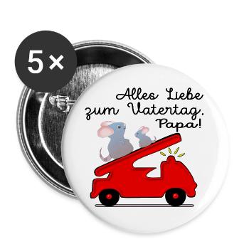 VATERTAG PAPA FEUERWEHRMANN - Buttons groß 56 mm (5er Pack) - Weiß - Vorne