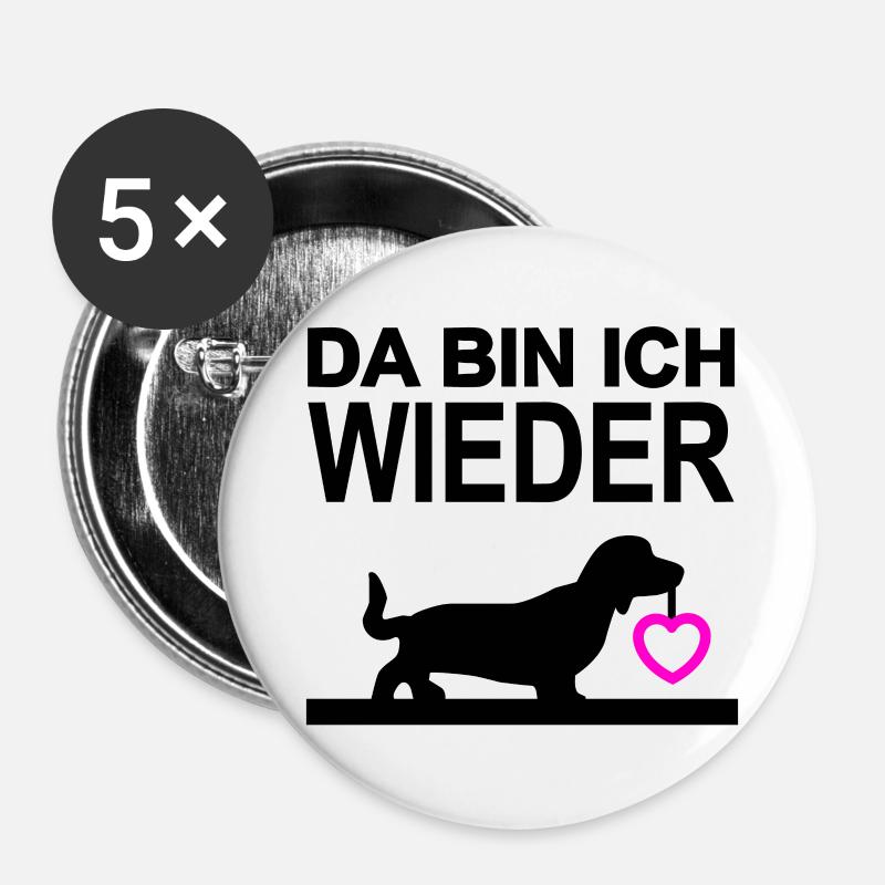 Dackel - Buttons groß 56 mm (5er Pack) - Weiß
